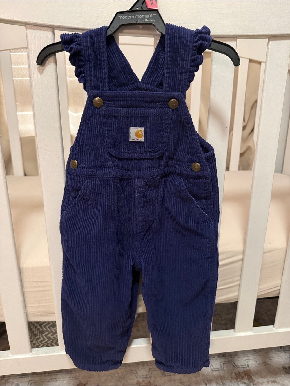 Carhartt Girls Corduroy Ruffle Strap Overalls